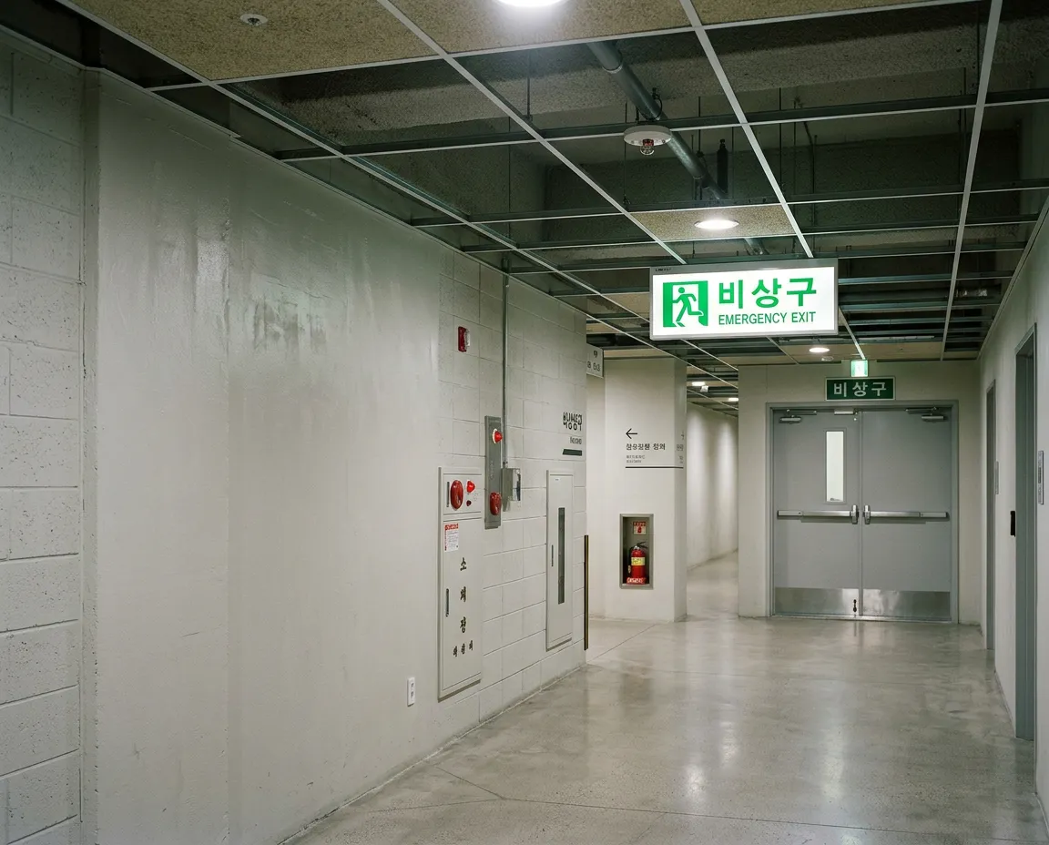 대피를 방해할 수 있는 피난 경로의 칸막이벽과 매립형 조명 천장재 비구조요소 구조검토