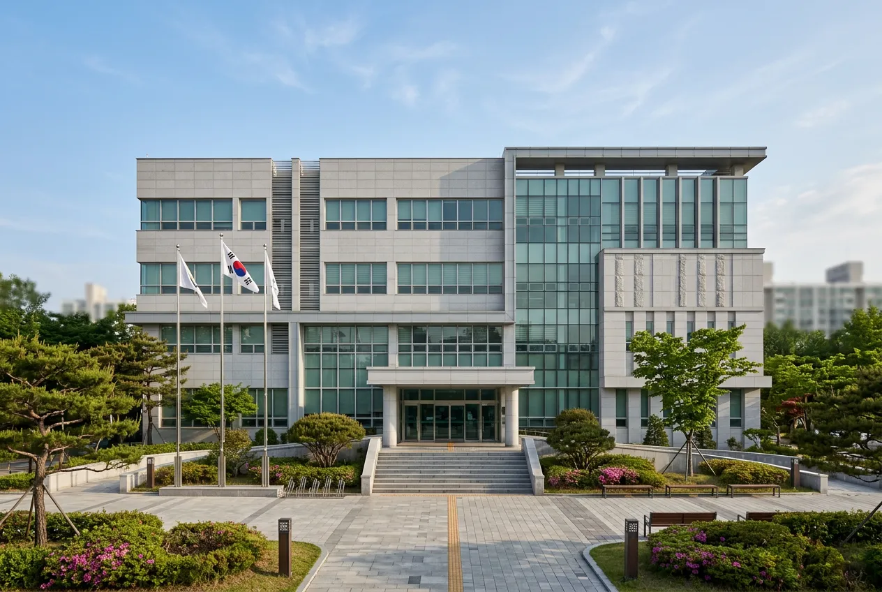 내진성능평가를 통해 내진 성능 확보가 의무화된 공공기관 청사 또는 학교 건물의 모습