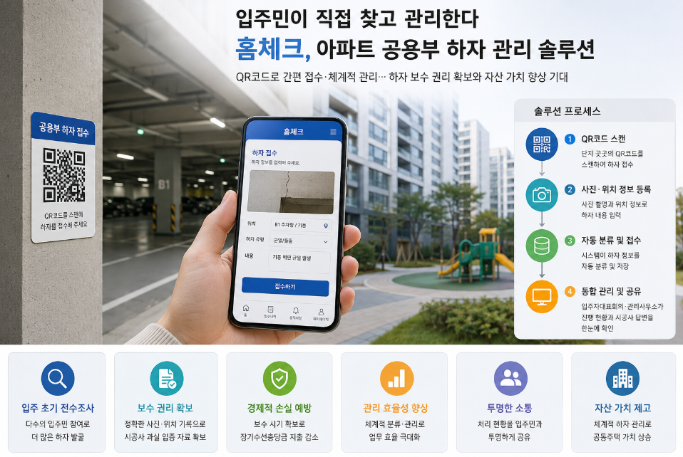 홈체크 뉴스 - 홈체크, 공용부 하자 정기 방문·전문 점검 서비스 출시